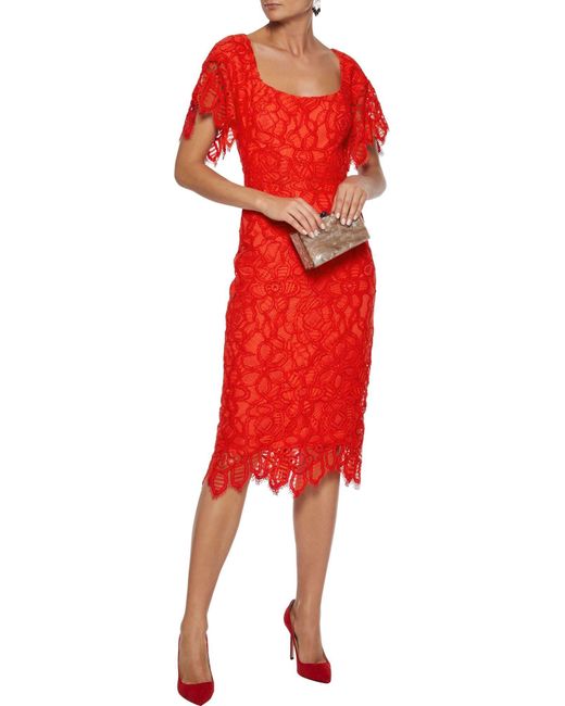 Lela Rose Red Midi Dress