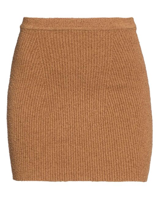 Wardrobe NYC Brown Camel Mini Skirt Cotton, Polyamide, Elastane