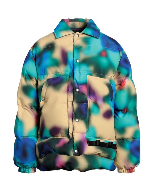 OAMC Blue Abstract-pattern Padded Puffer Jacket for men