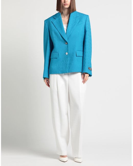 Versace Blue Azure Blazer Virgin Wool