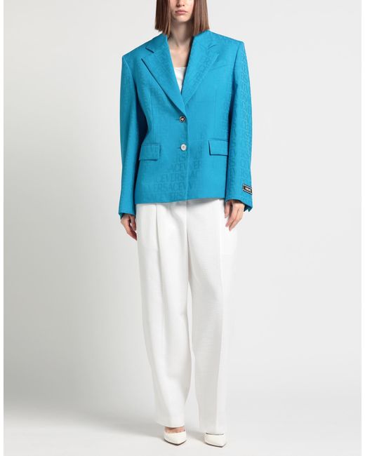 Versace Blue Azure Blazer Virgin Wool