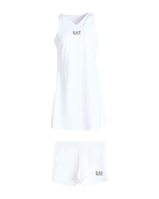 EA7 White Mini Dress Polyamide, Elastane