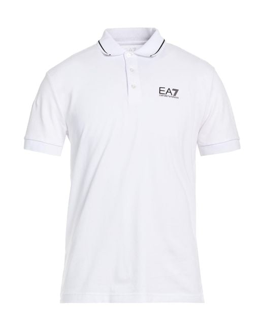EA7 White Polo Shirt Cotton, Elastane for men