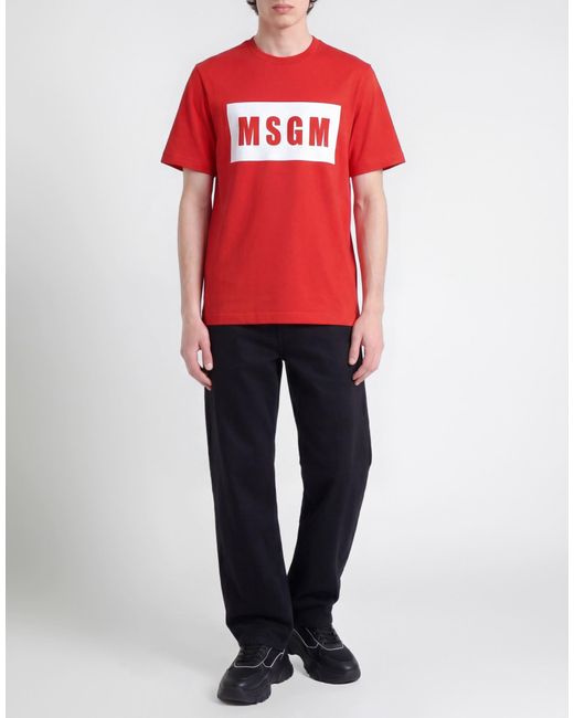 MSGM Red T-Shirt Cotton for men