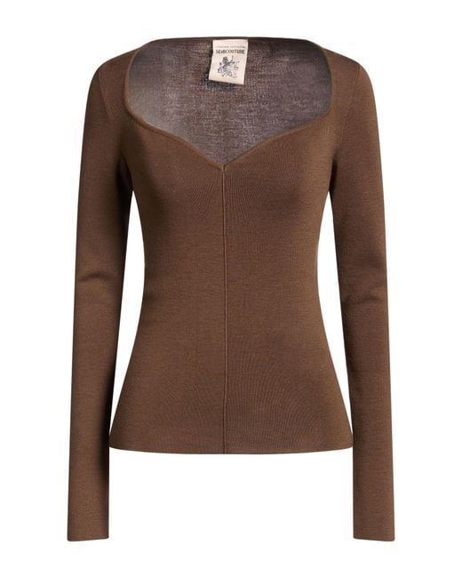 Semicouture Brown Sweater Virgin Wool
