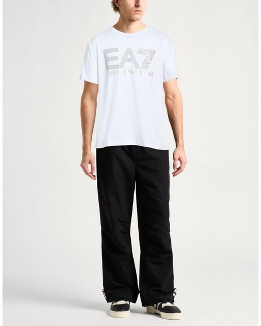 EA7 White T-Shirt Cotton, Elastane for men