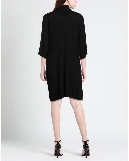 Akep Black Mini Dress Viscose, Merino Wool, Polyamide