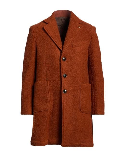 Barbati Brown Coat Polyester, Virgin Wool for men