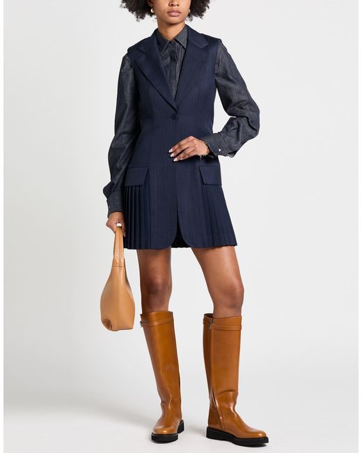 Sandro Blue Mini Dress Viscose, Polyester