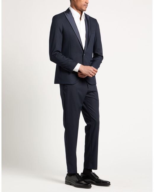 MULISH Blue Midnight Suit Polyester, Viscose, Elastane for men