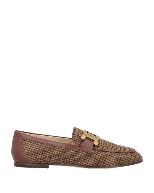 Tod's Brown Loafers Textile Fibers, Leather