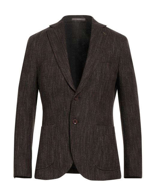 Paoloni Black Chocolate Blazer Virgin Wool, Silk, Polyamide, Cotton for men