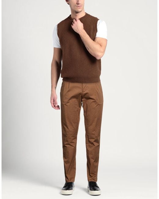 Myths Brown Pants Cotton, Elastane for men