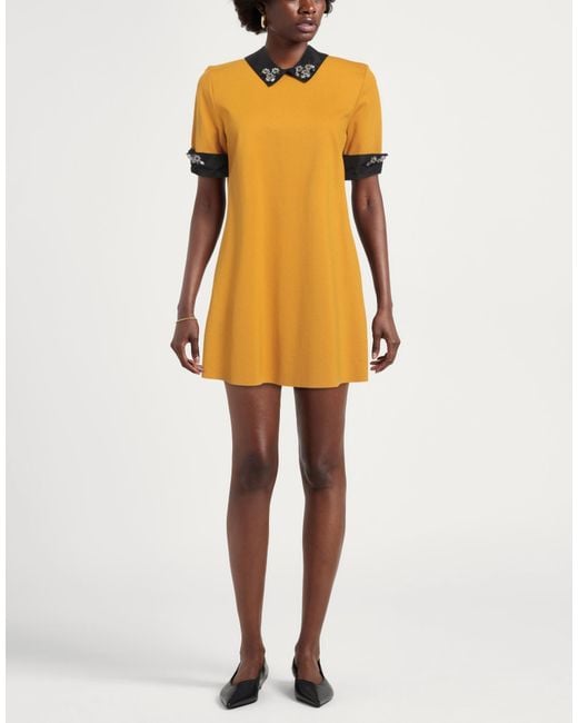 Gai Mattiolo Yellow Gm Mini Dress Viscose, Polyamide, Elastane, Polyester