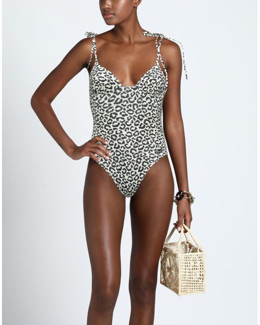 Solid & Striped White One-piece Swimsuit