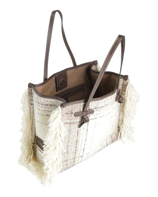 Gianni Chiarini Natural Cream Handbag Textile Fibers, Leather