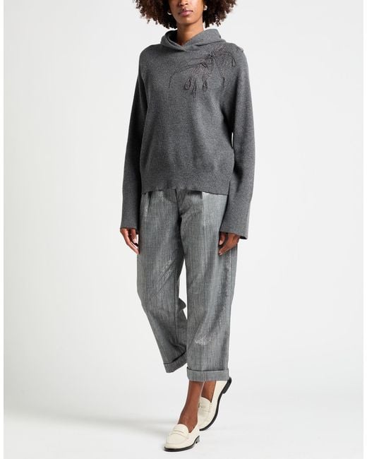 Brunello Cucinelli Gray Sweater Cashmere, Ecobrass