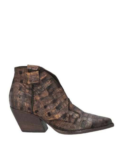 Elena Iachi Brown Bronze Ankle Boots Leather