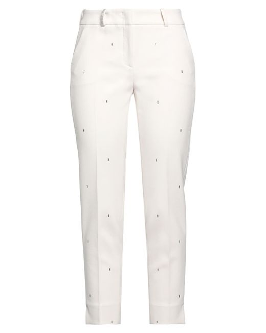 Peserico White Pants Polyester, Viscose, Cotton, Elastane