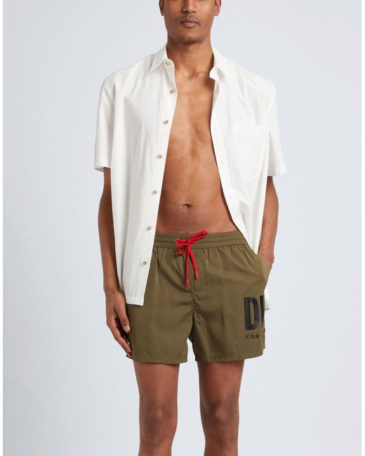 DIESEL Green Swim Trunks for men