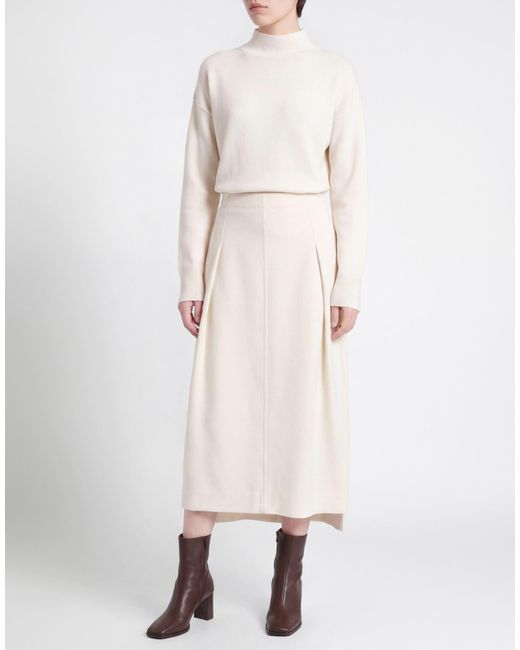Studio Nicholson White Cream Midi Skirt Virgin Wool, Lyocell