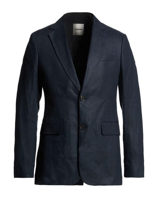 Sandro Blue Blazer Linen for men