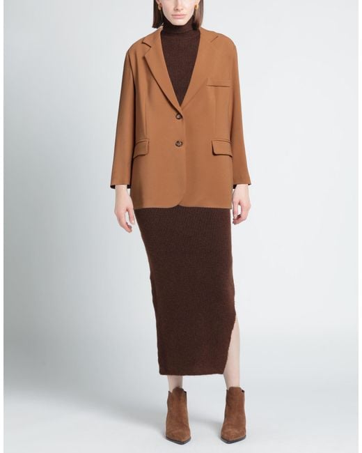 Hanita Brown Blazer Polyester, Viscose, Elastane