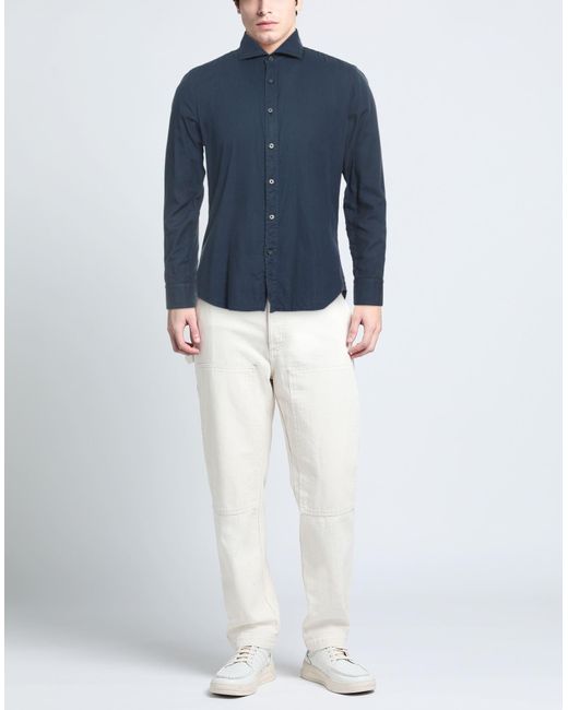 Ghirardelli Blue Washed Shirt Cotton for men