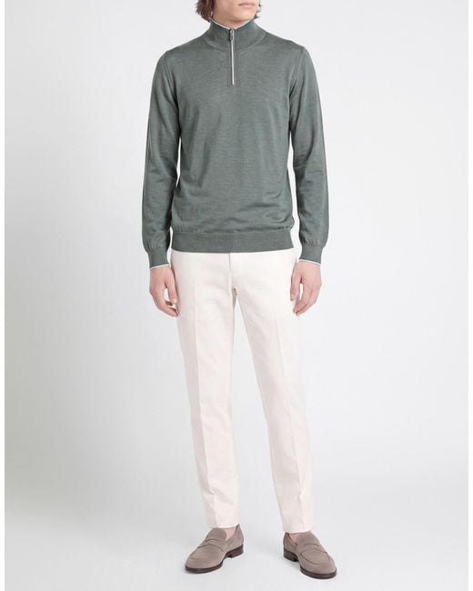 Fedeli Gray Turtleneck Cashmere, Silk for men