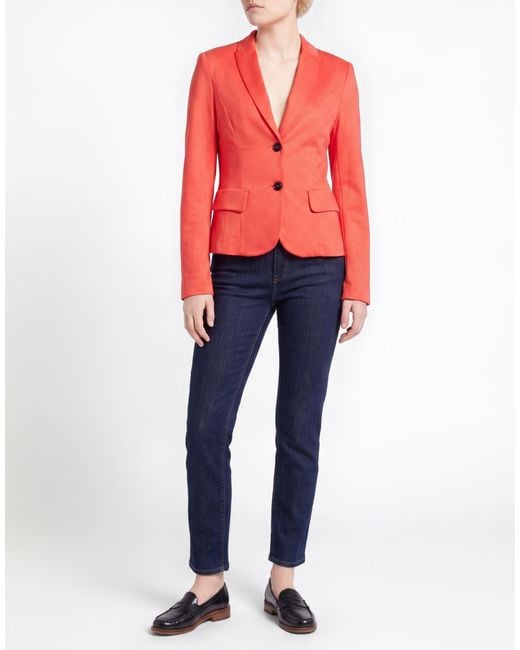 Marc Cain Red Blazer Viscose, Polyamide, Elastane
