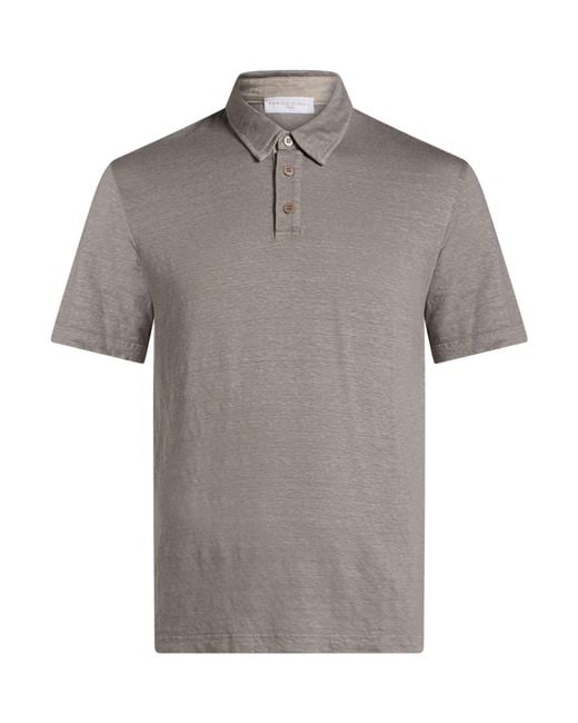 Daniele Fiesoli Gray Polo Shirt Linen, Elastane for men