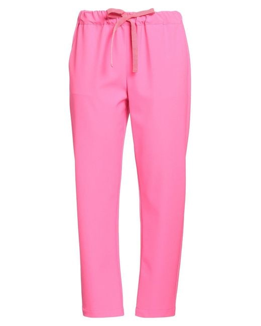 Semicouture Pink Fuchsia Pants Polyester, Viscose, Elastane
