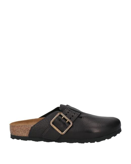 Birkenstock Black Leather Clog Mules for men