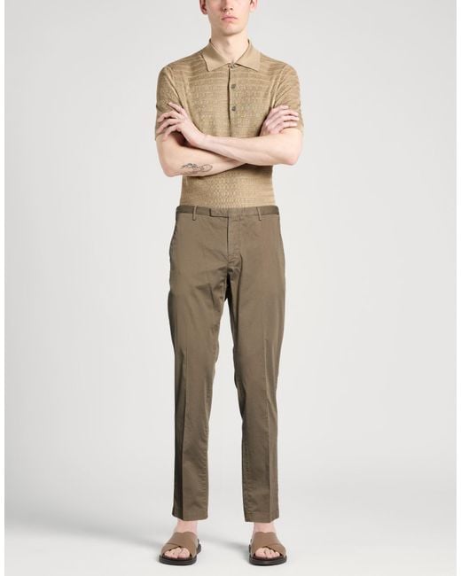 PT Torino Gray Military Pants Cotton, Elastane for men