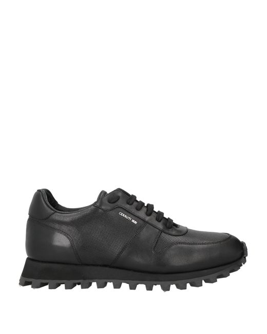 Cerruti 1881 Black Sneakers Calfskin, Polyester for men