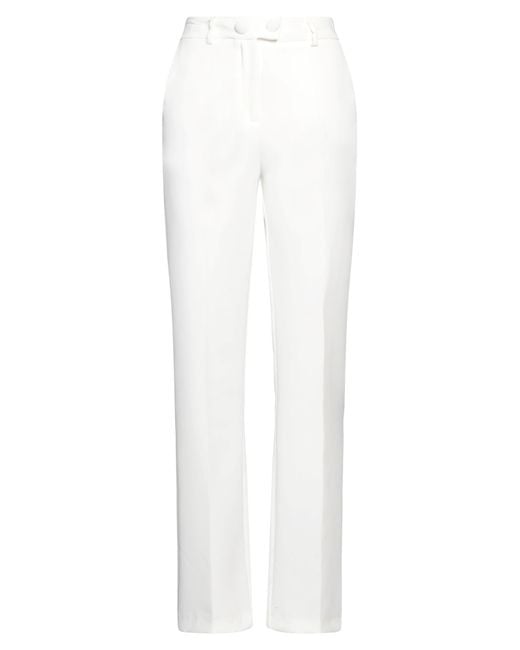 Cristinaeffe White Pants Polyester, Elastane