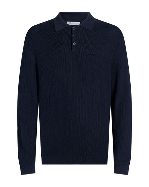 Brunello Cucinelli Blue Sweater Cotton for men