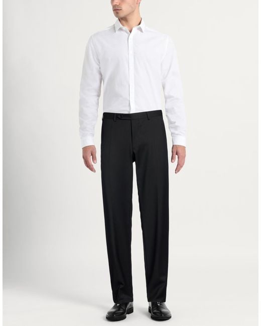 Canali Black Pants Virgin Wool for men
