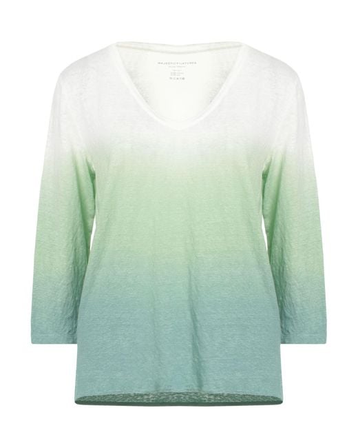 Majestic Filatures Green T-Shirt Cotton, Linen