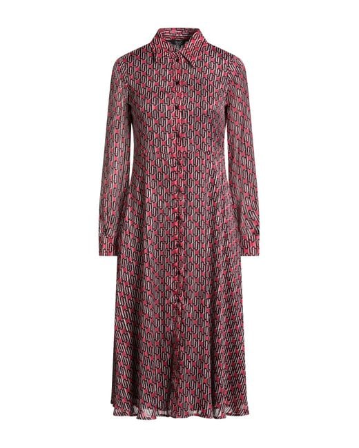 Liu Jo Purple Fuchsia Midi Dress Polyester, Metallic Fiber