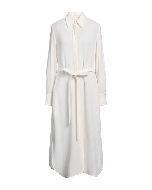Chloé White Ivory Midi Dress Virgin Wool, Cashmere