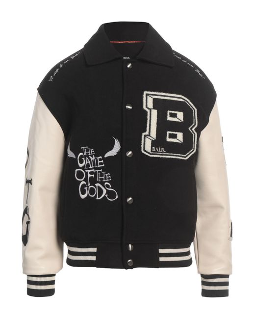 BALR Black Jacket Polyester, Viscose, Elastane, Cow Leather for men
