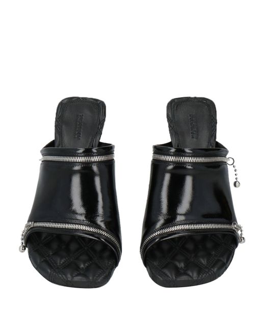 Burberry Black Glossy Leather Peep Flat For