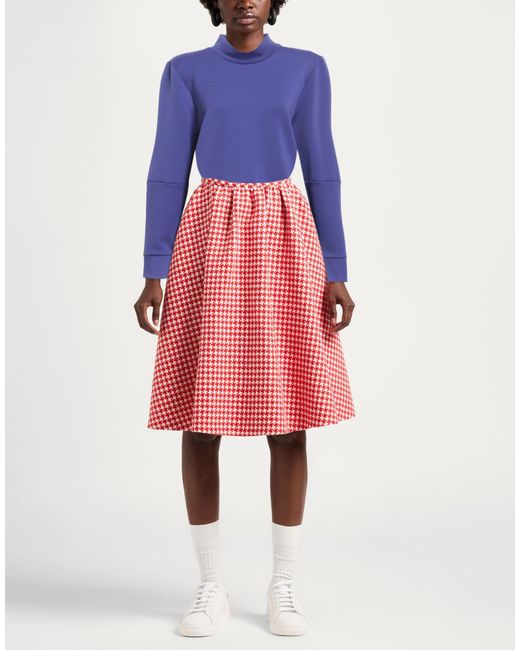MEIMEIJ Blue Polyester-Elastane Turtleneck Knit Top