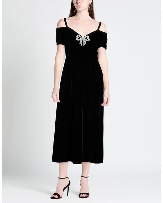 Saloni Black Midi Dress