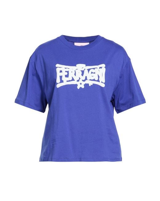 Chiara Ferragni Blue T-Shirt Cotton