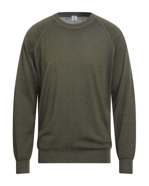 Fedeli Men's Green Military Sweater Merino Wool