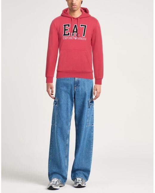 EA7 Red Sweatshirt Cotton, Polyester, Elastane for men