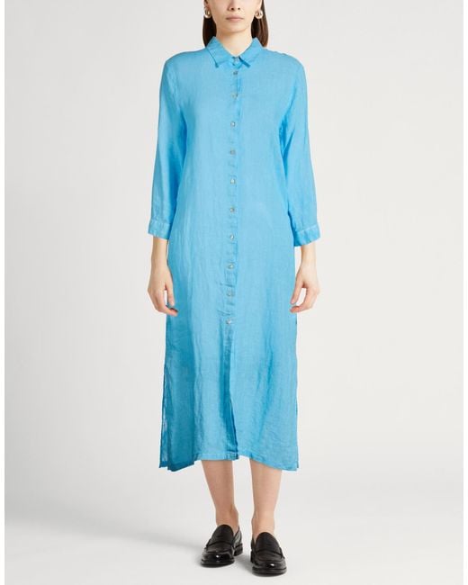 120% Lino Blue Midi Dress