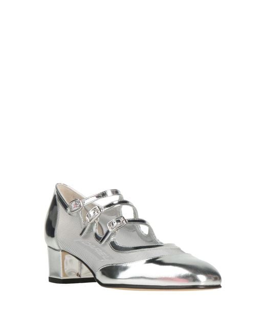 CAREL PARIS White Pumps Leather, Textile Fibers